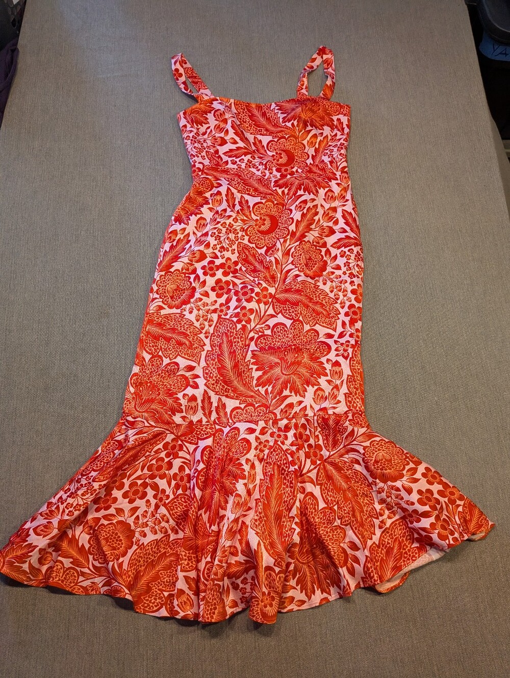 NWT J. Crew Fitted Flare Hem Crepe Midi Dress Size 0 in Coral Floral Print